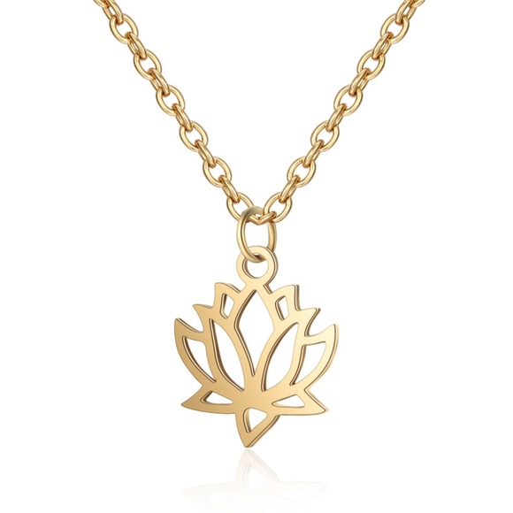 NEW Dainty Lotus Necklace Silver or Gold - Picture 4 of 5